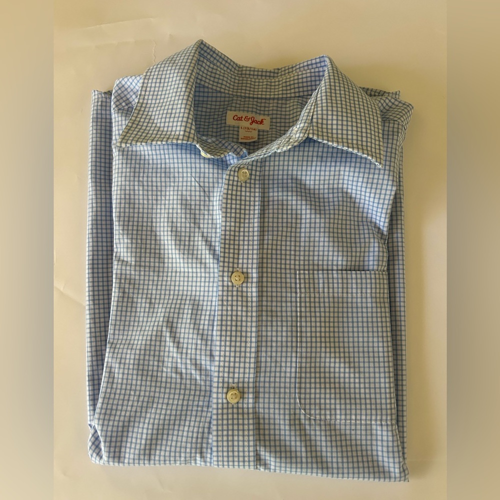 Cat & Jack Light Blue Plaid Shirt